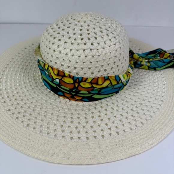L’atelier Du Sac Cream 100% Straw Made In Italy Sun Hat - Picture 2 of 9